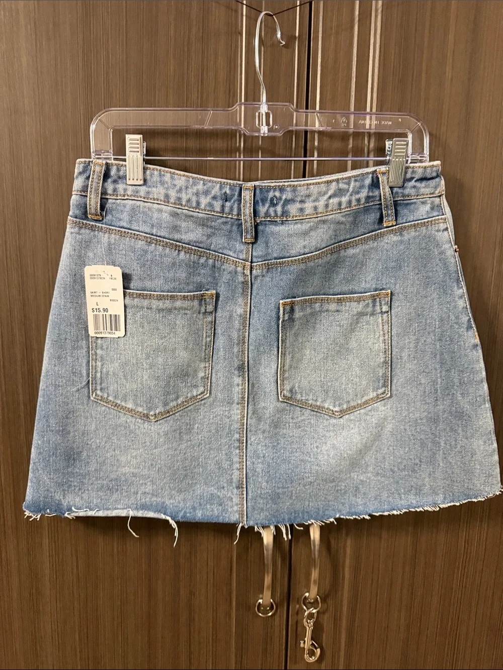 Forever 21 Light Wash Denim‎ Skirt with Orange Stitching